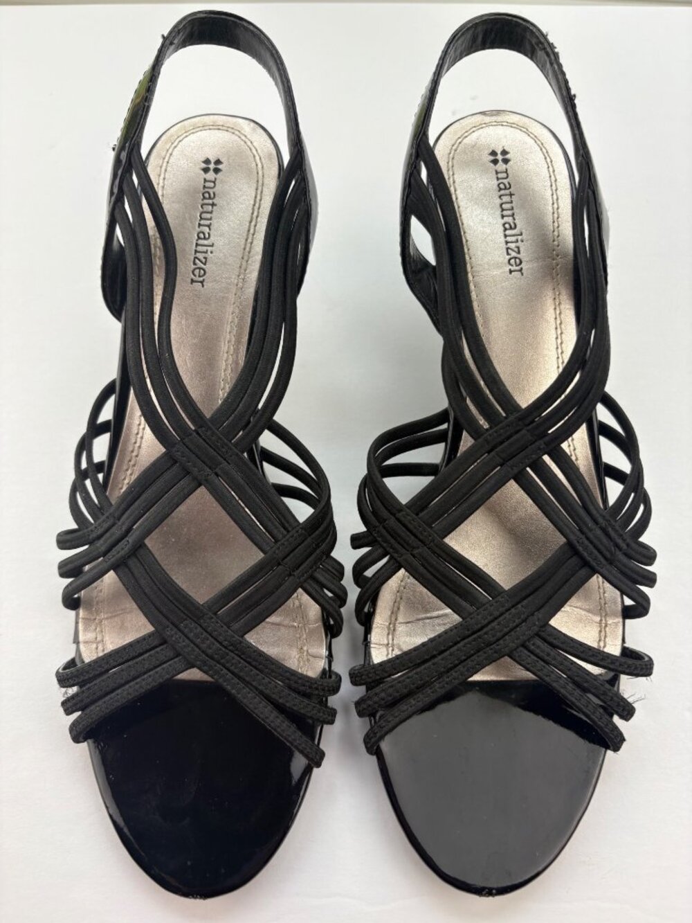 Naturalizer Black Patent Strappy Slingback Kitten Heels Sandal Size 9.5 M - Picture 3 of 10